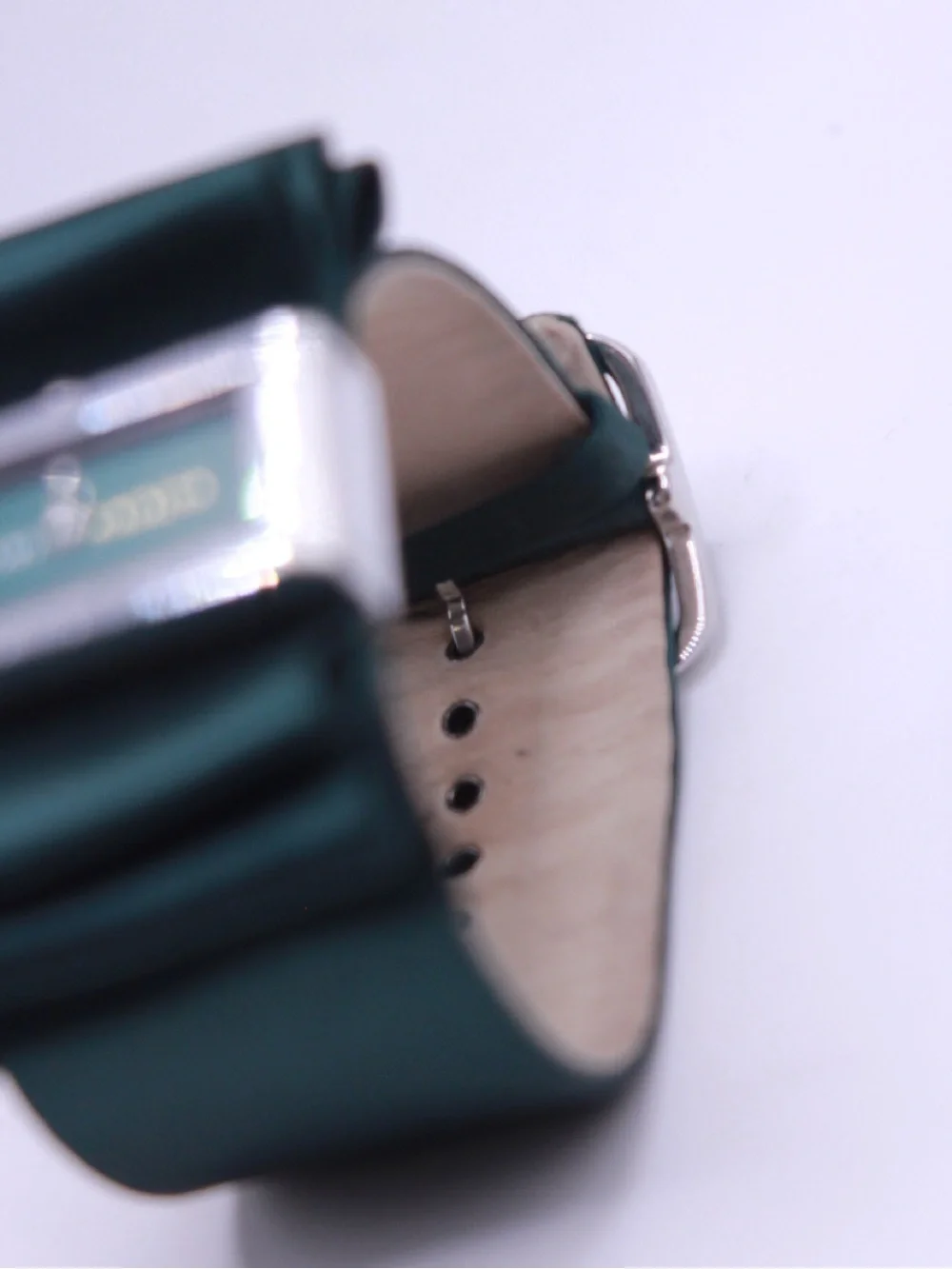 BCBGMaxAzria Emerald Green Satin Bow Watch with Rectangular Face